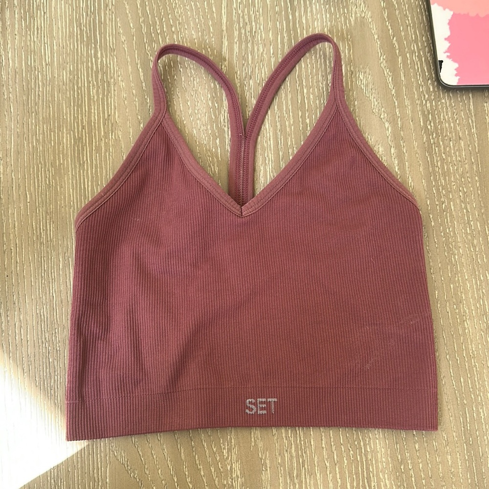 SET ACTIVE Sculptflex Ribbed V Bra in Canyon - Picture 3 of 6